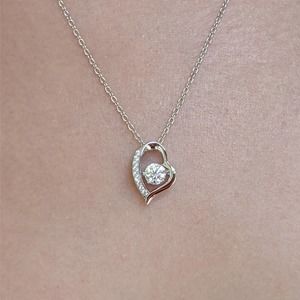Sterling Silver Moissanite Heart Pendant with Floating Center Moissanite